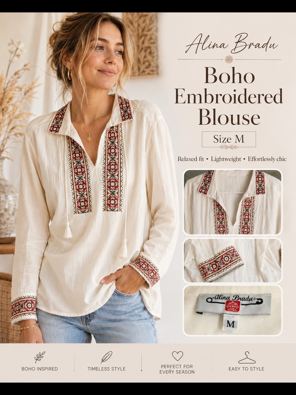 Alina Bradu Boho Embroidered blouse